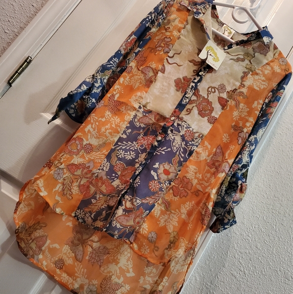 NWT Anthropologie Mixed Media Sheer Blouse - Picture 3 of 12